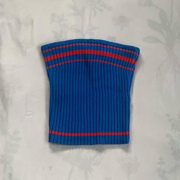 Forever 21 Red Blue Stripe Sweater Tube Top - Picture 2 of 4